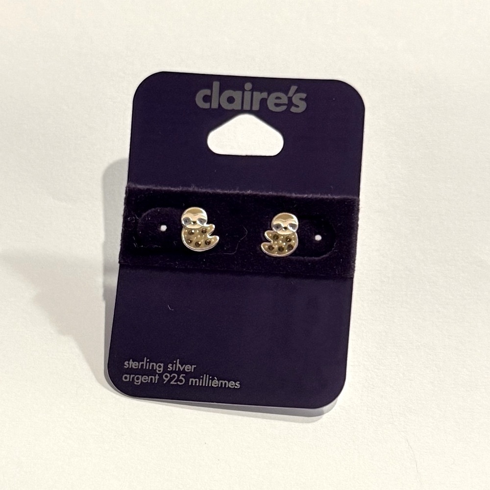Sterling silver sloth new earrings #29